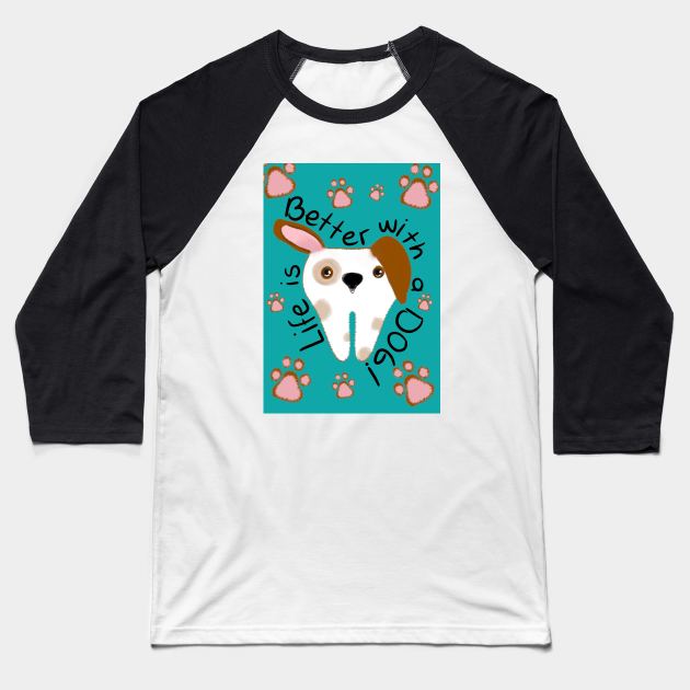 Cute Molar Dog illustration - Life is better with a dog - for Dentists, Hygienists, Dental Assistants, Dental Students and anyone who loves teeth by Happimola Baseball T-Shirt by Happimola